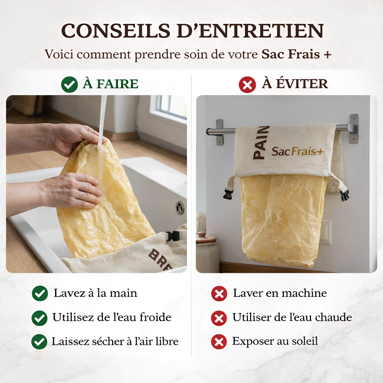 Sac Frais+ 100 % coton et cire d'abeille